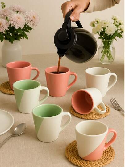 Kit Canecas de Cerâmica Esmaltada Sortidas - Xícaras Resistentes 300ml