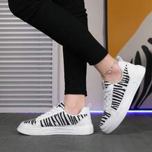 2025 New Zebra Print Women's Shoes - EVA Soft Sole Lace-Up Casual Sneakers, Chic Checkerboard Fashion Slip-On, Versatile Everyday Sports Plimsolls