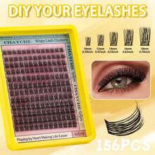 C Curl Lash Clusters Kit 10-16mm Natural Volume DIY Eyelashes Reusable Curly Individual Extensions Self Application Set With Tray Salon Quality At Home Starter Pack