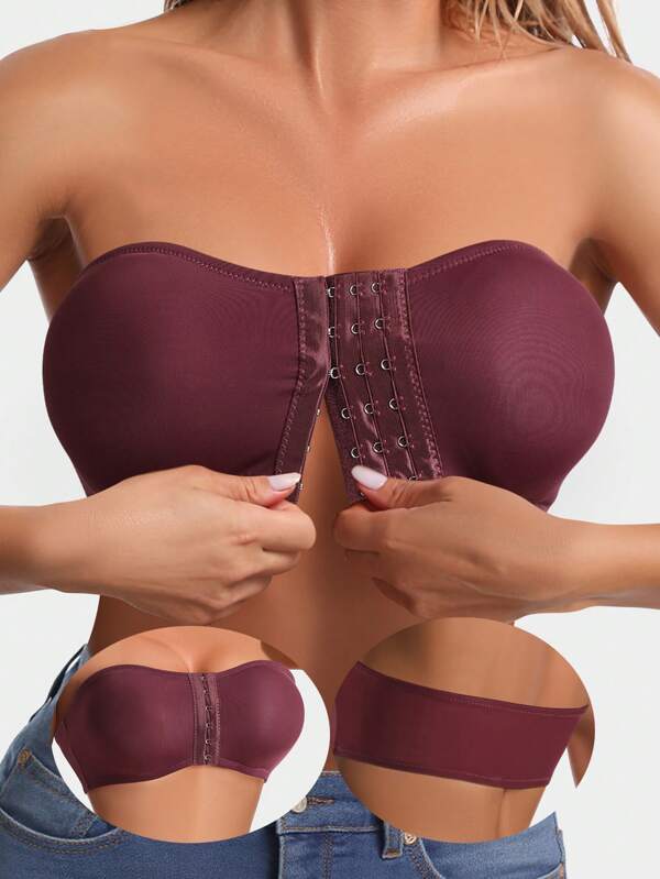 Sutiã sem alças para mulheres, fivela frontal, top tubo invisível, sutiã push up sem costura, roupa íntima, top curto sexy, lingerie íntima