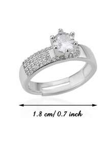 奢华马蹄形不锈钢戒指，镶嵌立方氧化锆，金银色防褪色开口戒指，女士，婚礼首饰，派对及节日配饰，送给女儿/妈妈/闺蜜的礼物 - 款式2 - 查看 13