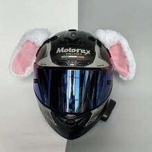 2 件成人头盔配件 - 可爱兔耳朵，柔软毛绒粉色和黑色，可折叠设计，适合成人，非常适合滑雪头盔、摩托车配件等，圣诞节头盔装饰，万圣节头盔装饰，亡灵节头盔装饰 - 彩色 - 查看 9