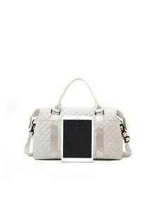 Women's Houndstooth Pattern Handbag, Large Capacity Gym Bag, Lightweight Portable Overnight Travel Luggage Tote Bag For School School Accessories School Stuff