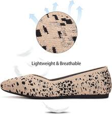Womens Flat Shoes Classic Pointed Toe Flats Knitted Dress Shoes Soft Comfortable Dressy Flats Women - 黑點 - 查看 5