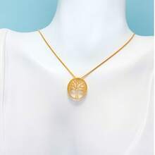Elegant Tree Of Life Pendant Necklace With Zirconia, 925 Silver Or 18k Gold Plated - Vàng - Xem 6