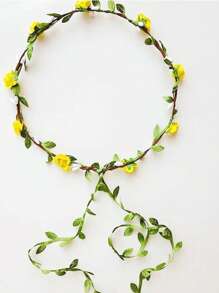 1/5 Pieces (Random Color) Bright Flower Crown And Fairy Flower Crown Set - Colorful Flower Crown Headband, Green Leaves, Simple Green Leaves, 9 Paper Flower Crown Accessories Headband, Hair Hoops