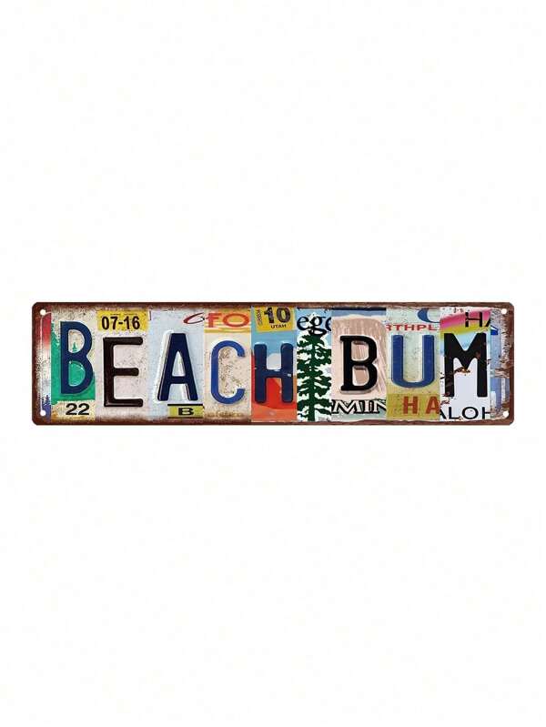 1pc, "Beach Bum" Funny Metal Tin Sign (15.75"X3.94"/40x10cm) , Novelty Street Sign, Home Decor, Room Decor, Wall Decor, Bathroom Decor, Bar Decor, Cafe Decor, Garage Decor, Farmhouse Decor