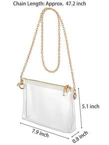 Women's Clear Crossbody Bag Stadium Approved PVC Purse Zipper Transparent Shoulder Bag For Outdoor Activities, Concerts & Sports Events - 金色 - 查看 6