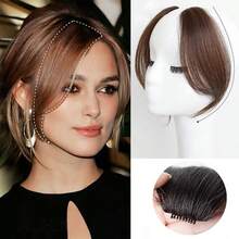 Synthetic False Bangs Hair Extensions Clip In Eight-Character Bangs Part French Natural Fake Fringe Hair Piece For Women Side Bangs Fake Hair