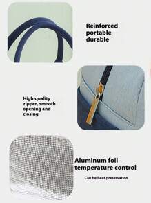 1 pieza Bolsa de almuerzo con capacidad grande y bloques de color para estudiantes - Diseño de tela Oxford portátil, revestimiento de aluminio grueso, fácil de llevar, mantiene la comida caliente y fría, adecuado para viajes al aire libre, estilos masculinos y femeninos, sin contacto con los alimentos, bolsa de almuerzo aislada, esencial para volver a la escuela