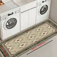 1 pieza Alfombra de silicona antideslizante con estampado floral del sudeste asiático, alfombra, tapete, impresión 3D rectangular, adecuado para sala de estar, dormitorio, pasillo, baño, lavandería - Alfombra de poliéster para decoración del hogar interior y exterior