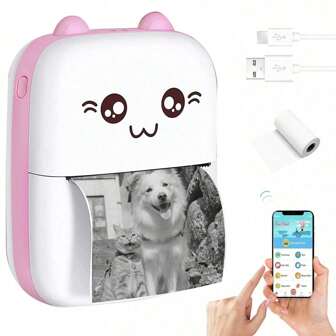 Mini Photo Printer Label Printer (Note: Optional 5 Rolls Of Self-Adhesive Paper Or Independent Printer) Portable Thermal Printer For Android Or IOS APP, Inkless Printer, Suitable For Printing Diaries, Photos, Work Memos, And Work Lists