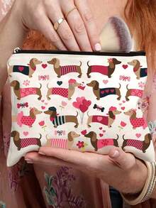 腊肠犬印花化妆包，休闲大容量收纳包，日常洗漱化妆包，多功能收纳包，轻便旅行手提包，好礼物，送给朋友的旅行纪念品，必备旅行收纳包，适合通勤、返校、旅行、野餐、露营、户外和探险化妆包化妆收纳包化妆收纳包化妆包化妆包旅行必需品包适合学校度假度假用品女士旅行包 - 查看 1