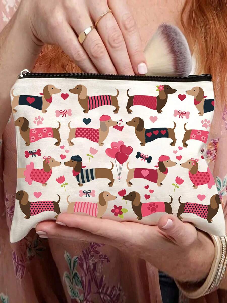 腊肠犬印花化妆包，休闲大容量收纳包，日常洗漱化妆包，多功能收纳包，轻便旅行手提包，好礼物，送给朋友的旅行纪念品，必备旅行收纳包，适合通勤、返校、旅行、野餐、露营、户外和探险化妆包化妆收纳包化妆收纳包化妆包化妆包旅行必需品包适合学校度假度假用品女士旅行包 - 查看 1