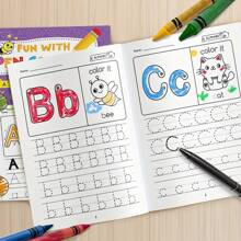 1 Peça Livro Divertido de Escrita Inicial com Páginas de Desenho, Livros de Escrita para Crianças, Caderno de Exercícios de Alfabeto com 28 Páginas, Livro de Palavras Mágicas, Aprendizagem Inicial - Ótimos Presentes, Caderno de Desenho, Caderno de Aprendizagem de Inglês, Desenhos Interessantes