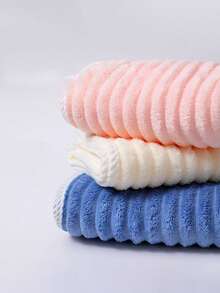 1 件装珊瑚绒柔软毛巾帽，厚吸水速干发巾，波浪图案 - 彩色 - 查看 7