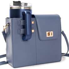 1pc Personalized Custom Name Design, Letter Capitalization, Pu Leather Square Portable Beverage Bottle, Water Cup Bag, Universal Large Insulated Cup, Pink Single-Shoulder Crossbody Water Cup Bag, Large-Capacity Women's Bag, Suitable For Daily Commuting, Office, Outdoor Camping And Shopping - Multicolor - View 13