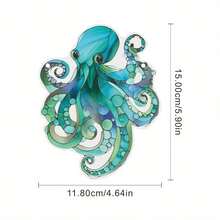 1 件鲜艳的蓝色章鱼亚克力捕光器 - 彩色玻璃风格窗户装饰，配有悬挂绳，是海洋爱好者的理想选择，可提升家居和花园的格调，是感恩节和圣诞节礼物的完美之选