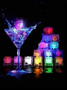 12pcs Colorful LED Light Ice Cubes, Reusable And Waterproof, Flashing Glowing Ice Blocks For Party, Wedding, Birthday, Bar, Club, Home Decor, Creative Gifts For Men, Personalized Gift Recommendation, Durable Material