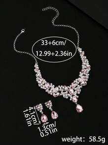 Set de 2 piezas de joyería con collar y aretes, accesorios de boda y fiesta de lujo exagerados con perlas y cristales para mujeres
