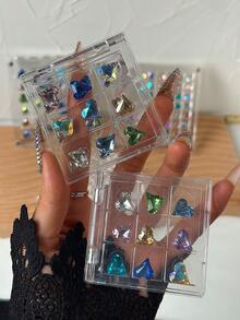 亚克力水晶展示盒美甲首饰配件收纳盒，便携式翻盖收纳盒（不含水晶）