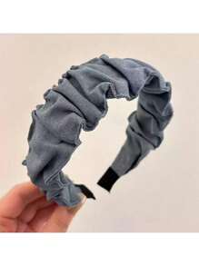 1 stuk Koreaanse vintage denim hoofdband, brede effen haaraccessoires met brede rand voor dames, haarband, haarringen