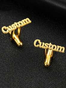 定制男士袖扣，不锈钢简约首字母袖扣，绅士西装衬衫首饰，送给父亲、丈夫、男朋友、儿子的礼物，仅限英文大写字母