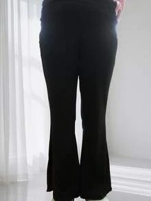 1 pieza Pantalones de yoga de talle alto de talla grande con efecto moldeador y elástico de alto impacto para cadera, color sólido de verano, moda simple, pantalones acampanados deportivos para exteriores, fitness, running, ciclismo, shorts de boxeo, pantalones elásticos ligeros, suaves, de secado rápido y transpirables para gimnasio