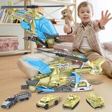 Military Helicopter Toys Set With Military Vehicles, Army Vehicle Car Toys, Army Toy Tank, Helicopter For Kids Christmas Birthday Party Gift For Over 3 Years Old Boys Girls Toddlers, Green - Army Green - View 3
