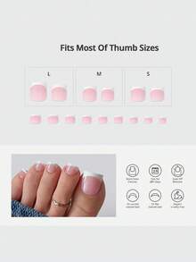 150片哑光法式美甲贴纸，粉白法式美甲贴纸，方形，女士适用，软胶假指甲，可卸除，居家DIY，15种尺寸，适合夏季美甲装饰，按压式美甲贴，美甲用品 - 粉色 - 查看 6