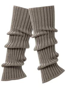 1 par de cubiertas para las piernas hasta la rodilla para mujeres - Tela de punto de poliéster, lavable a mano, unicolor, calentadores de piernas cómodos y cálidos, adecuados para días fríos, acogedores