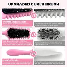 Curl Defining Brush, Boar Bristle Hair Brush Gifts Women And Men – Shape, Volumize, And Detangle Curly Hair Styling With Reduced Pulling And Curl Separation Pink - 粉色 - 查看 3