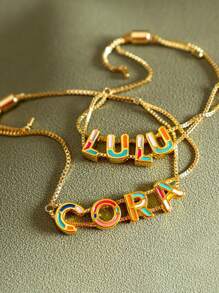 1 Peça Pulseira Personalizada Customizada com Nome Estilo Europeu e Americano em Ouro 18k, Pulseira de Algema Personalizada com Nome, Pulseira Minimalista, Estilo Acadêmico, Aplicação de Letra, Temporada de Volta às Aulas, Presente para Estudantes, Amigos e Melhores Amigos