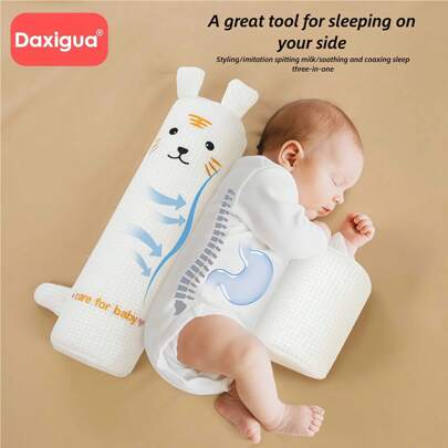 Baby Side Sleeping Pillow Bolster, Newborn Anti-Roll Support Cushion, Reflux Prevention Positioner