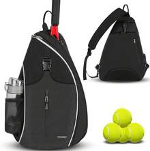 Bolsa de Tenis, Mochila Padel Resistente al Agua Raquetero, Cruzada Mochila Tennis Bag para Hombres y Mujeres, para Raquetas Bádminton, Squash, Pickleball, Pelotas y Otros Accesorios Deportivos - Negro - Ver 10