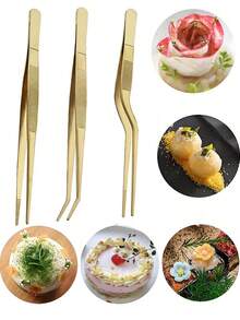 3 Pieces Set Kitchen Cooking Tweezers , Stainless Steel Precision Tongs Offset Tip For Cooking (6.3-Inch) - Multicolor - View 22