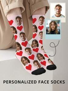 1双定制人脸袜子，定制照片袜子，定制印花袜子，个性化趣味人脸袜子，定制图片袜子，可将任何脸印在袜子上，周年纪念礼物，情人节礼物，生日礼物，结婚礼物，可爱，简约，趣味，舒适，定制，个性化，独特，男女皆宜的个性化礼物，送给男友、朋友的理想礼物，卧室装饰 - 彩色 - 查看 9