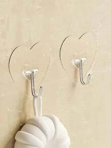 1/5/10/20 件粘性墙钩，免钻壁挂架，自粘式心形挂钩，免钉挂画架，适合家庭使用，室内装饰，多用途实用挂钩适用于浴室、卧室、厨房、玄关、宿舍和其他家居用品，返校用品 - 透明 - 查看 7