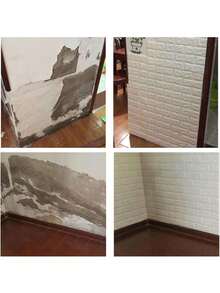 10片/5片/1片自粘3D墙贴泡沫防水墙纸适用于儿童房、客厅底部装饰防潮防撞适用于卧室、宿舍、出租屋、儿童房壁纸加厚防水防油适用于家居及卧室装饰、墙面装饰