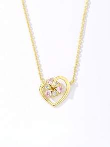 1 pieza Collar con colgante de corazón versátil y giratorio de aleación de cobre, regalo para la novia
