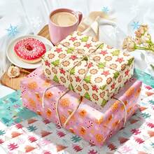 Christmas Wrapping Paper Design With Gingerbread Man And Candies, Cute Cartoon Style Holiday Wrapping Paper, High-Quality Paper Material With Clear Printing And Vibrant Colors, Suitable For Children's Party Gift Boxes, Family Christmas Gift Exchange, Christmas Tree Decoration, DIY Gift Wrapping, And Various Occasions To Enhance The Holiday Atmosphere, Ideal For Family Gatherings, Kindergarten Activities, And Holiday Gift Packaging