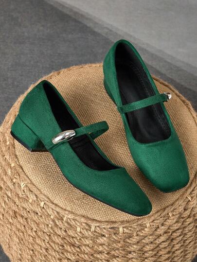 Women's 3cm Green Mary Jane Flatform Shoes, Fashion Versatile Round Toe Casual Pumps For All Seasons
