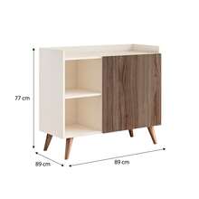 Sideboard With 2 Doors, Shelves And Solid Wood Legs – Modernist Style, Ideal For Dining Room, Kitchen Or Elegant Decor - 香檳色 - 查看 5