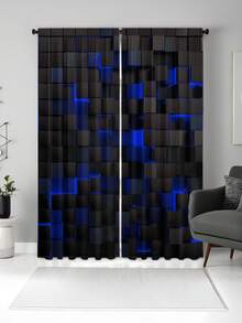 2pcs Cartoon Room Curtains, Polyester Living Room Curtains, Bedroom Blackout Curtains, Bedroom Decoration Home, House Bedroom Wedding Decoration Style, Blackout Curtains Without Drilling, Christmas Home Decoration, Kitchen Curtain Set - Multicolor - View 6