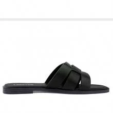 Dressy Summer Flat Sandals With Square Open Toe - Black - View 6