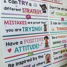 Lachilly 16PCS Growth Mindset Poster Kids English Early Educational Learning Tool Children Preschool Inspirational Quotes Positive Affirmations To Encourage Learning Boost Confidence Develop A Growth Mindset Poster Perfect Classroom Or Home Decor - Multicolor - View 10