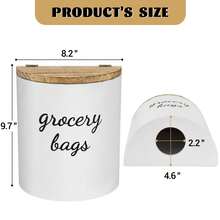 Rustic Grocery Bag Holder, Wall Mount Plastic Bag Holder Organizer With Lid, Farmhouse Bag Holder For Plastic Bags, Trash Bag Dispenser Organizer For Home & Kitchen Organization And Storage - trắng - Xem 7
