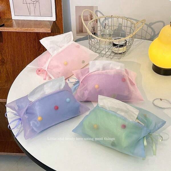 1 pieza Caja de pañuelos con estilo lindo para adolescentes, bolsa de almacenamiento de pañuelos de papel con alta estética y creativa