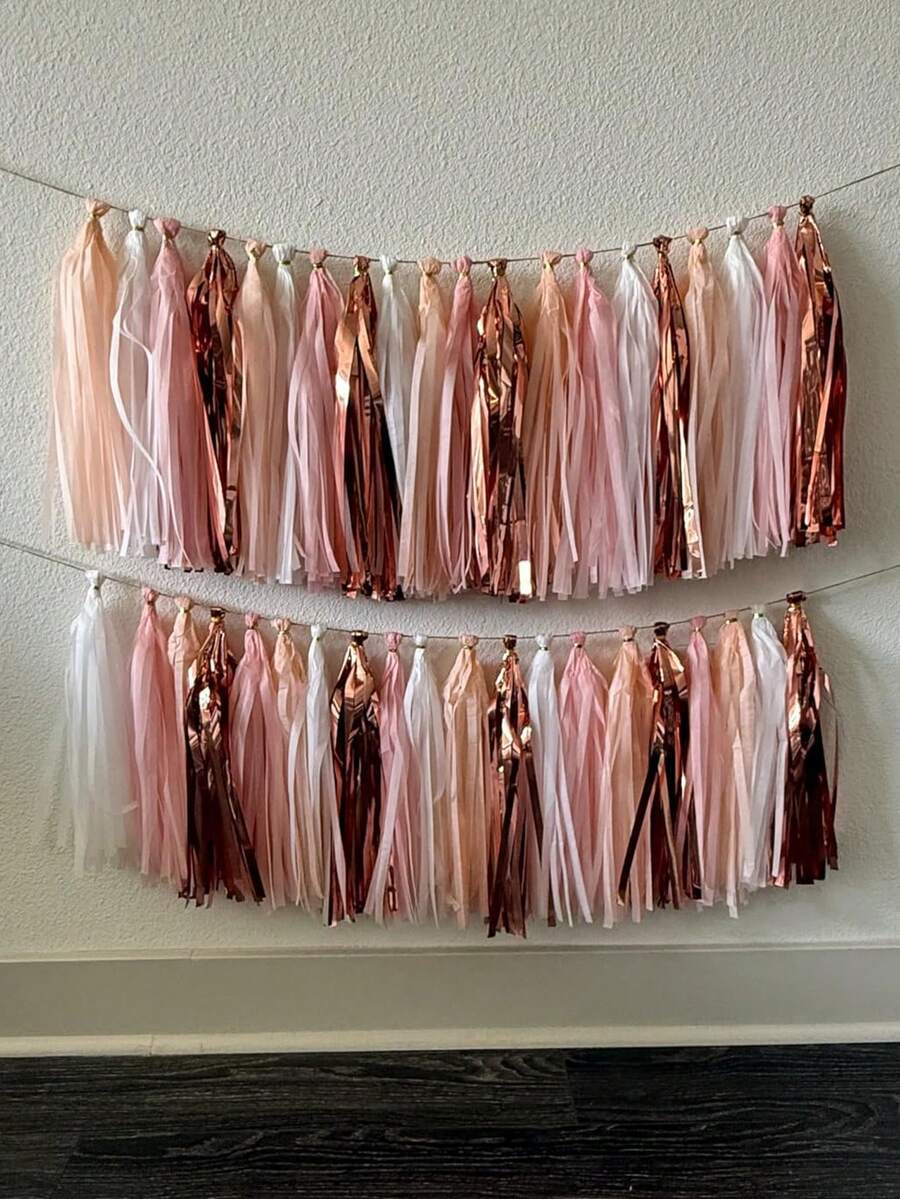 20pcs Party Background Decor Paper Tassel Fringes, Party Decorations Tassel Atmosphere Accessories, Suitable For Birthday Party, Wedding, Gender Reveal