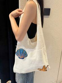 Bolso de mano minimalista suave de punto, nuevo bolso de mano casual versátil de gran capacidad para ir al trabajo para mujeres